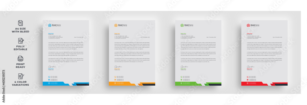 letterhead flyer corporate official minimal creative abstract professional informative newsletter magazine poster brochure design with logo	