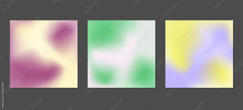 A gradient set of 3 posters in colours arranged horizontally, which can be used as invitations or flyers