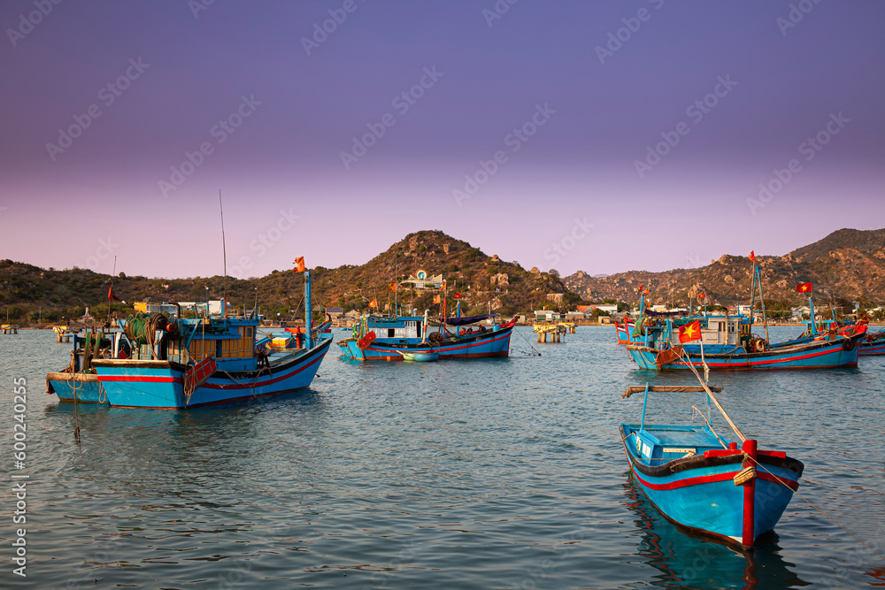 Fishing boats in the harbor of Phan Rang, Ninh Thuan province, Vietnam, Asia