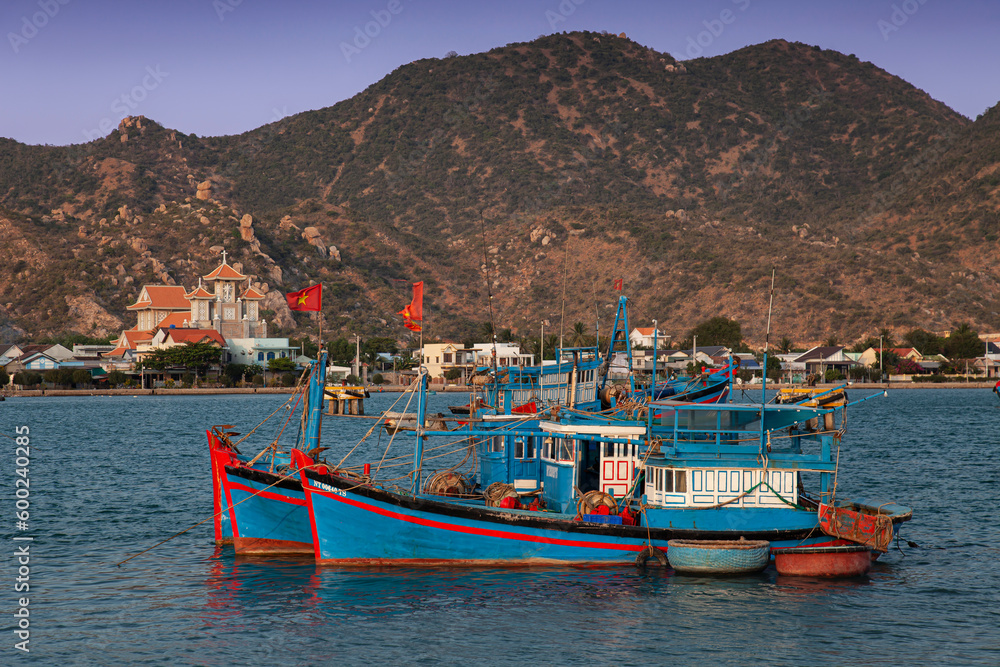 Fishing boats in the harbor of Phan Rang, Ninh Thuan province, Vietnam, Asia Fishing boats in the harbor of Phan Rang, Ninh Thuan province, Vietnam, Asia
