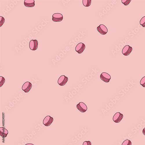 Vector abstract pink macarons repeating pattern background.