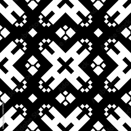 Seamless pattern with ethnic ornament. Embroidery background. Tribal wallpaper. Ethnical folk image. Tribe motif. Ancient mosaic. Digital paper, web design, textile print, backdrop. Vector art work.