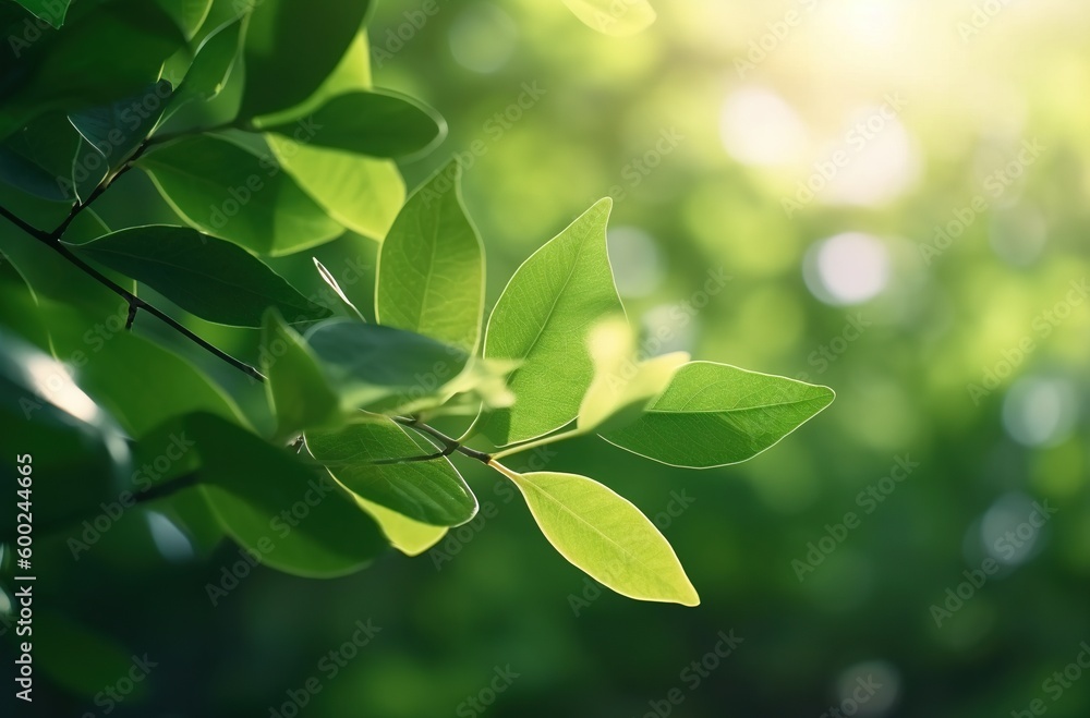 Obraz premium Green leaves background, generative ai