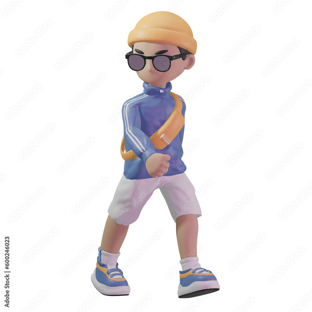3d character with a blue jacket and sunglasses 3d character with a blue jacket and sunglasses
