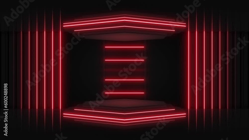 4k Abstract Red Neon Loop