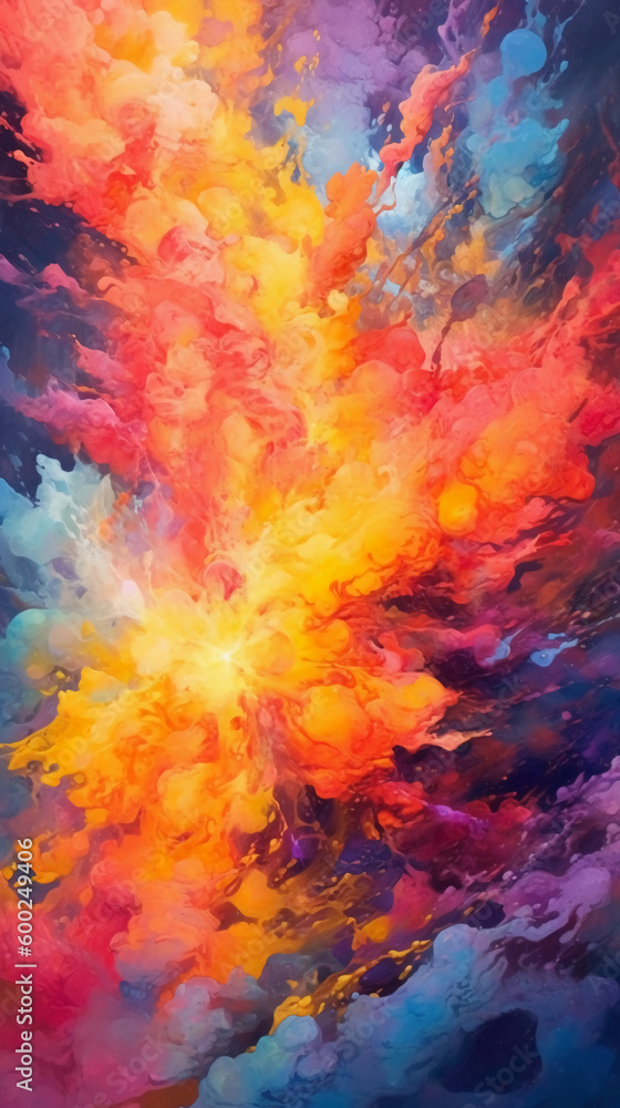 illustration of a beautifully chaotic explosion. AI generative