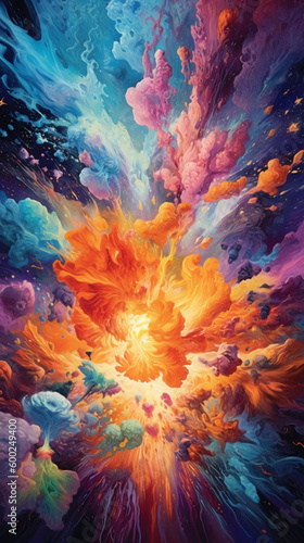 illustration of a beautifully chaotic explosion. AI generative