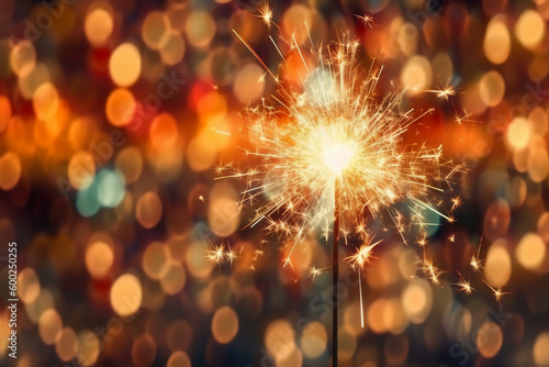 A sparkler  blurred independence day background. AI generative