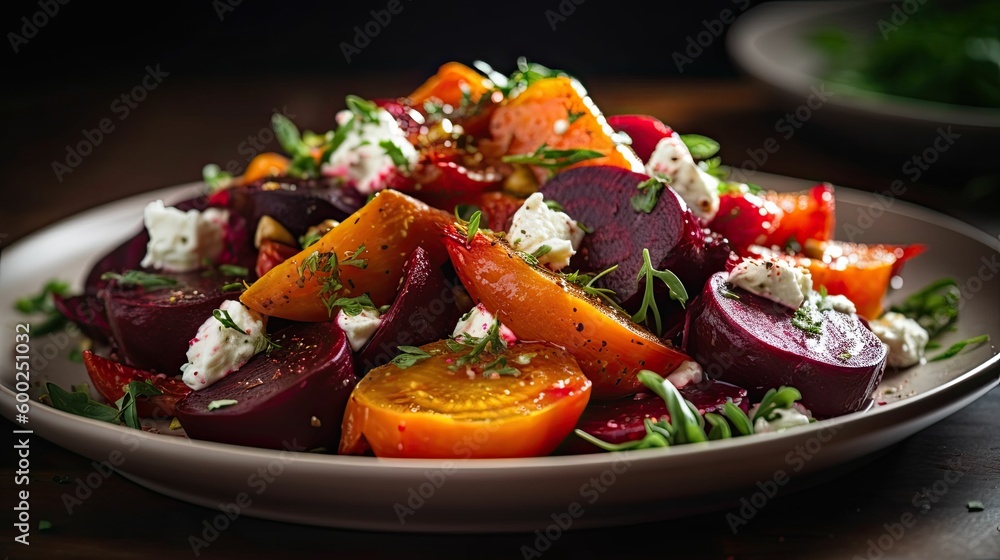 roasted beet and carrot salad, generative ai