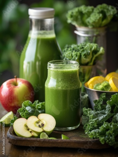 green juice with kale and apple, generative ai