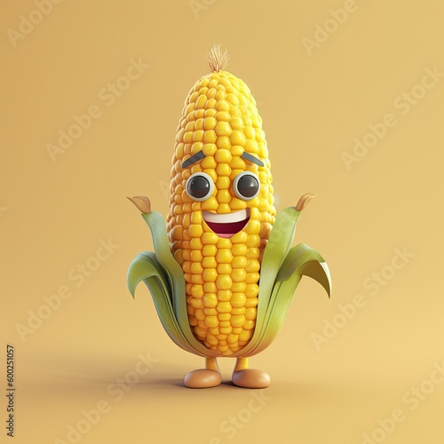 Cute Cartoon Corn Character...