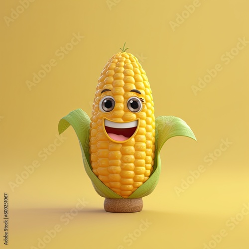 Cute Cartoon Corn Character...