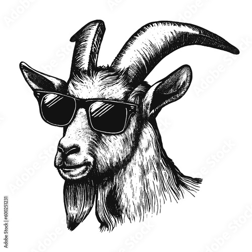 cool goat wearing sunglasses illustration