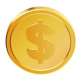 Golden money. Rotating gold coin.