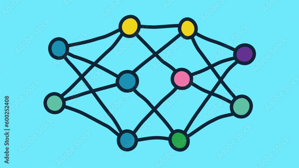Neural network model. Artificial intelligence. AI. Vector Neural network model. Artificial intelligence. AI. Vector