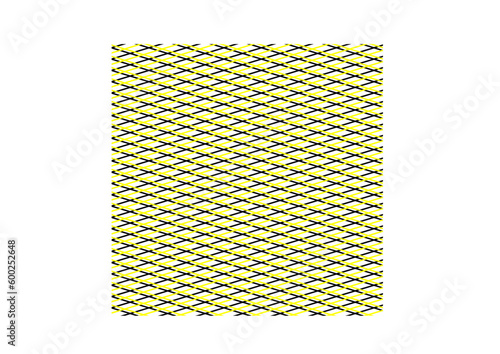  interessante quadratische fläche mit einem rautenförmigen schwarz-gelben gitter, textiles netz, modern art,
