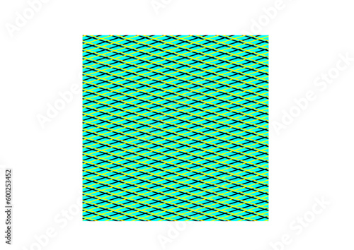  interessante quadratische fläche mit einem rautenförmigen schwarz-gelb-blauen gitter, textiles netz, modern art,