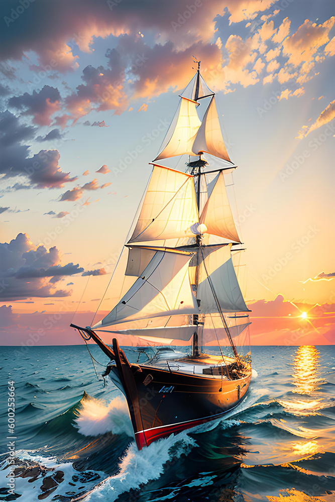 Fototapeta premium Sailing ship illustration