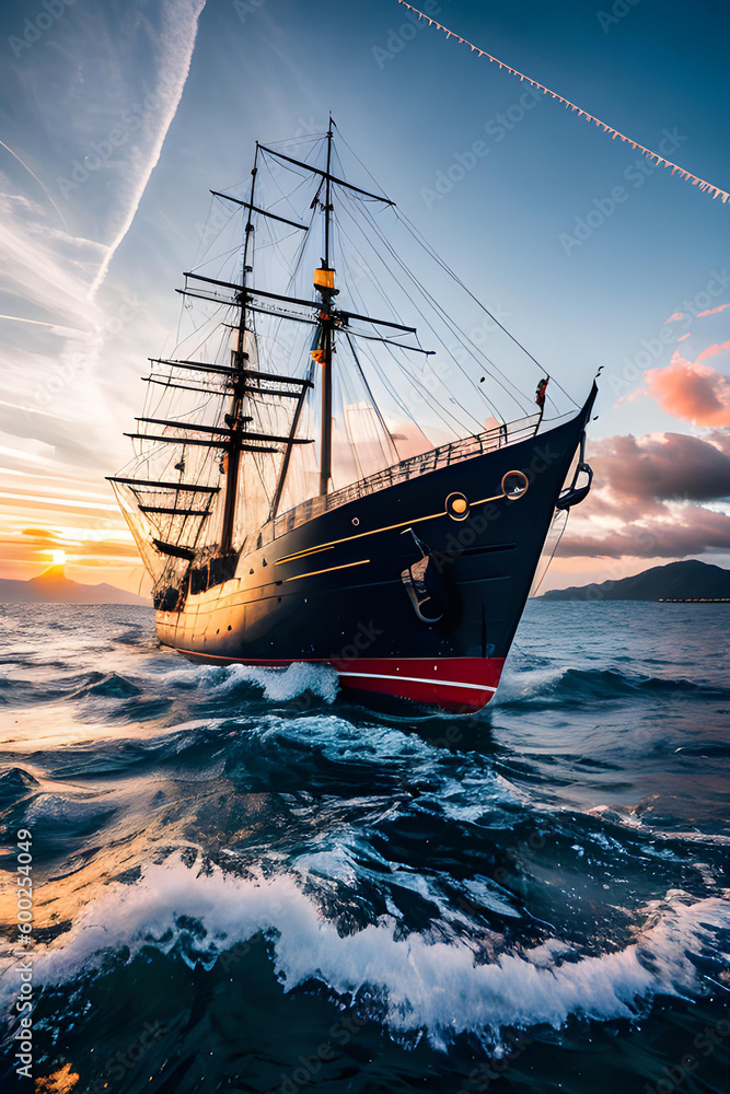 Fototapeta premium Sailing ship illustration