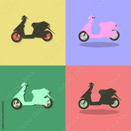 Scooter flat icon vector set