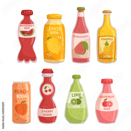 Refreshing Set Of Lemonade Bottles, Perfect For A Summer Day. Featuring Vibrant Colors And Labels, Vector Illustration