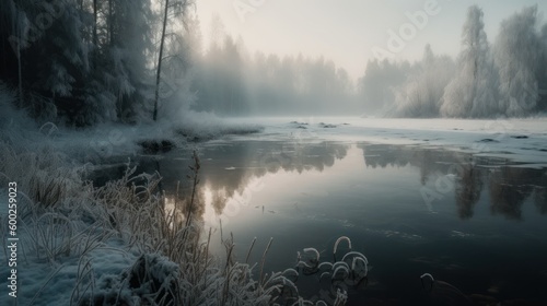 Winter wonderland frozen lake AI generated © ArtStage