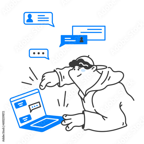 Man sending message using laptop