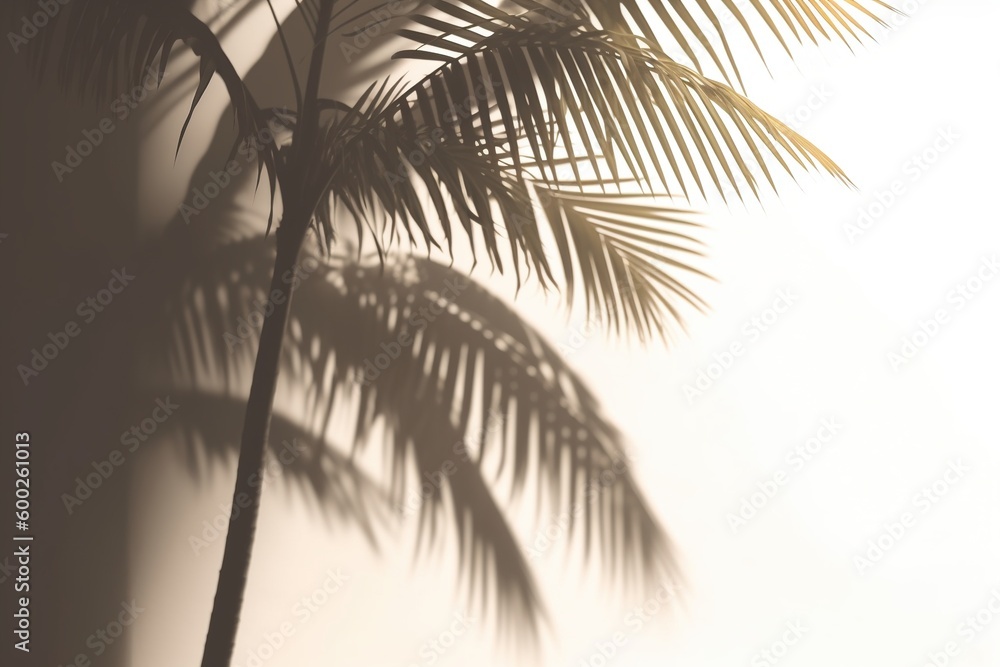 Fototapeta premium palm branch shadow on the wall- Ai