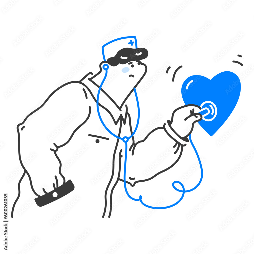 Obraz premium Male doctor hearing heartbeat using stethoscope