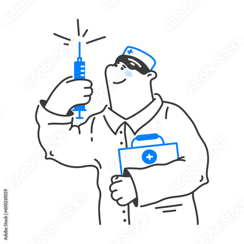 Male doctor with vaccine syringe © welovegraphics