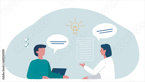 Female patient with psychologist or psychotherapist. Psychotherapy session vector.