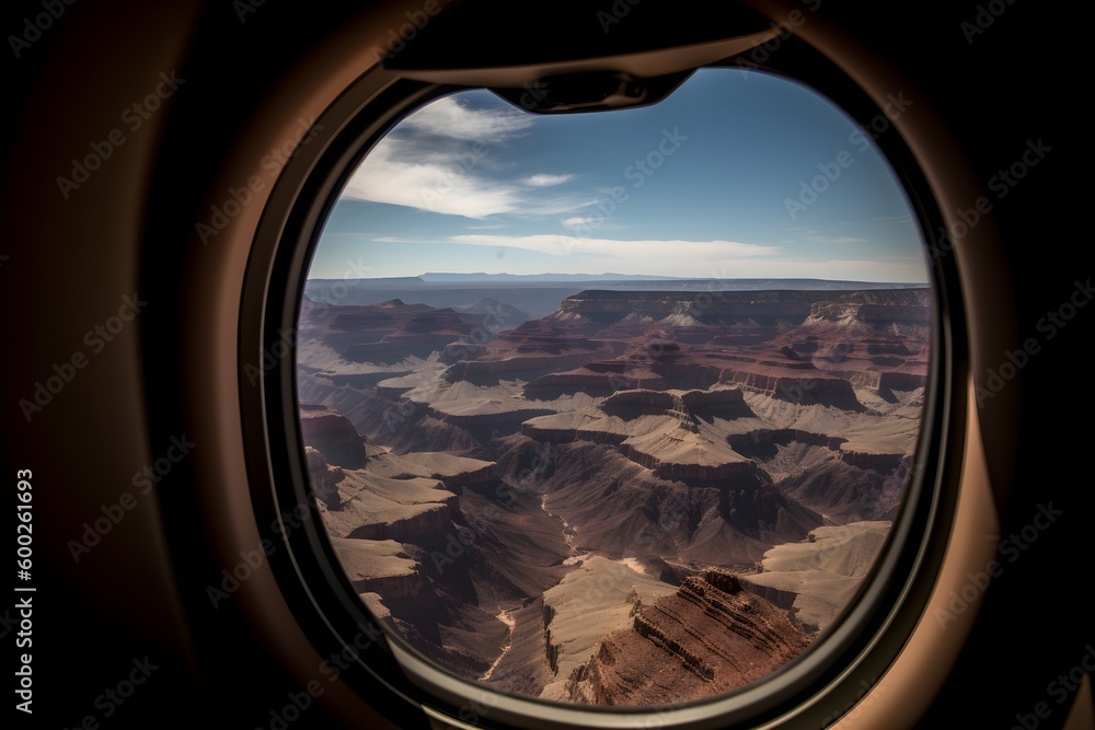 view from the window of airplane, Grand canyon 