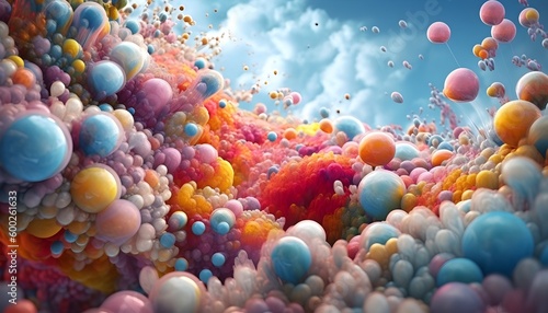 background with colorful bubbles in the sky