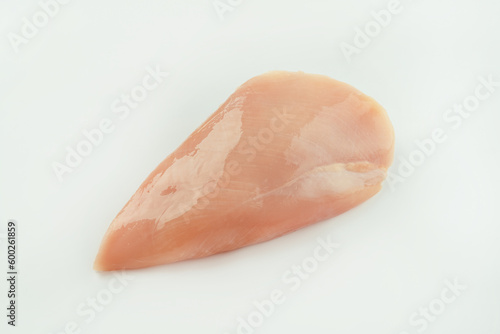 Raw fresh chicken fillet on a white background.Copy space.Raw Chicken breast Fillets.Food for retail.Procurement for designers.Ogranic food,healthy eating.Food concept.Top view.Close up.