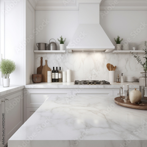 White neutral aesthetic kitchen with kitchen ornaments © Faizah