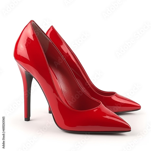 Fototapeta Front view of designer red stiletto heels