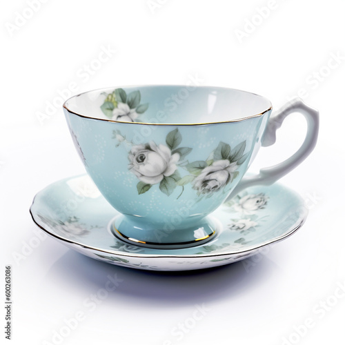 Pretty pastel blue cup and plate antique China set
