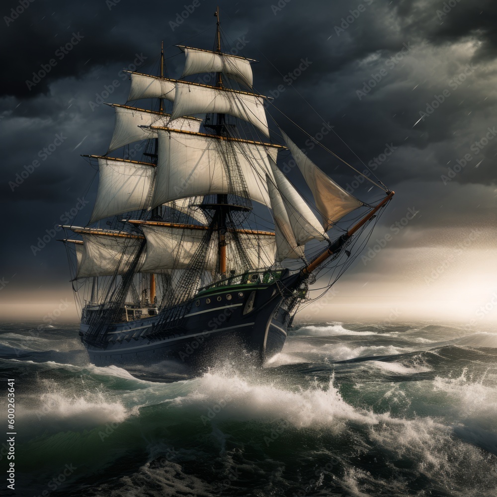 Fototapeta premium ship in the sea, ai