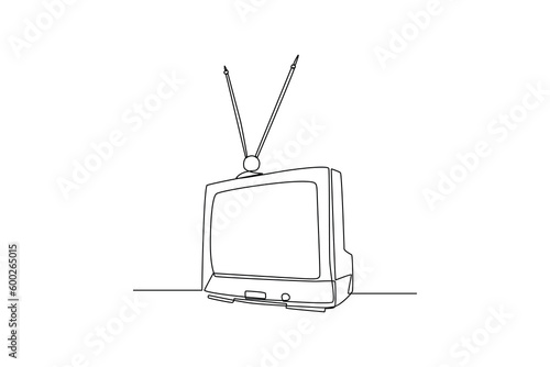 Continuous one line drawing old tv. Home appliances concept. Single line draw design vector graphic illustration.