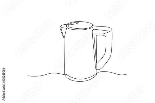 Continuous one line drawing water heater. Home appliances concept. Single line draw design vector graphic illustration.