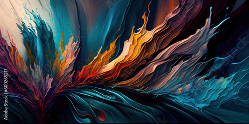 Oil painting in orange and blue striking Abstract Elegant Modern AI-generated illustration