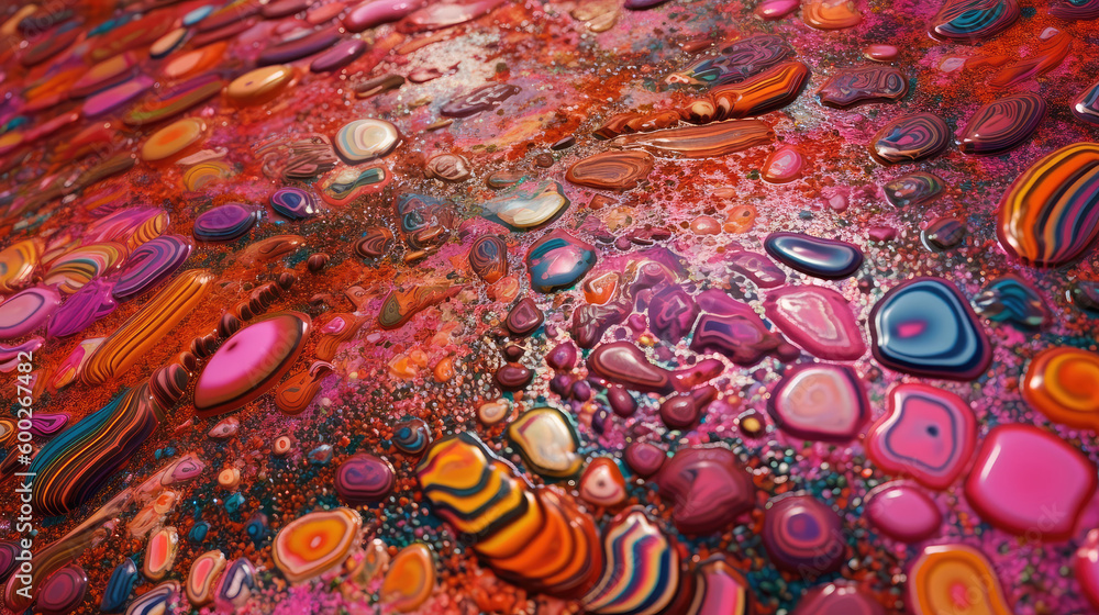 Brilliant gravel of the tenth dimension, psychedelic, pink-orange. Generative AI