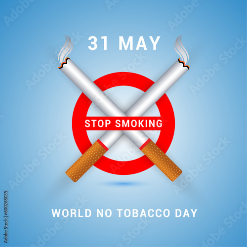 31 may world no tobacco day with no smoking sign and cigarette awareness post social media banner design template