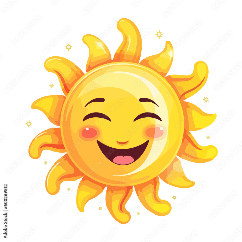 sun smile character vector