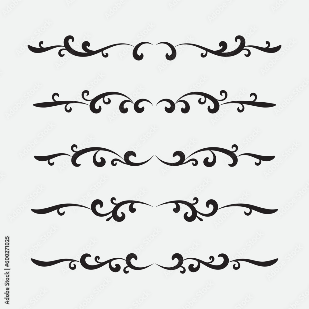 Calligraphic ornament set. Vintage Decorations. Vector isolated illustration.
