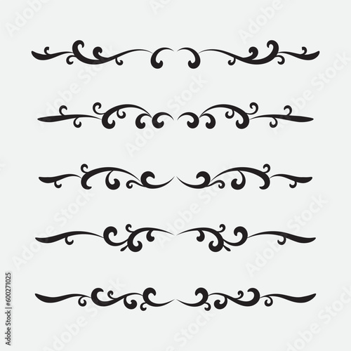 Calligraphic ornament set. Vintage Decorations. Vector isolated illustration.