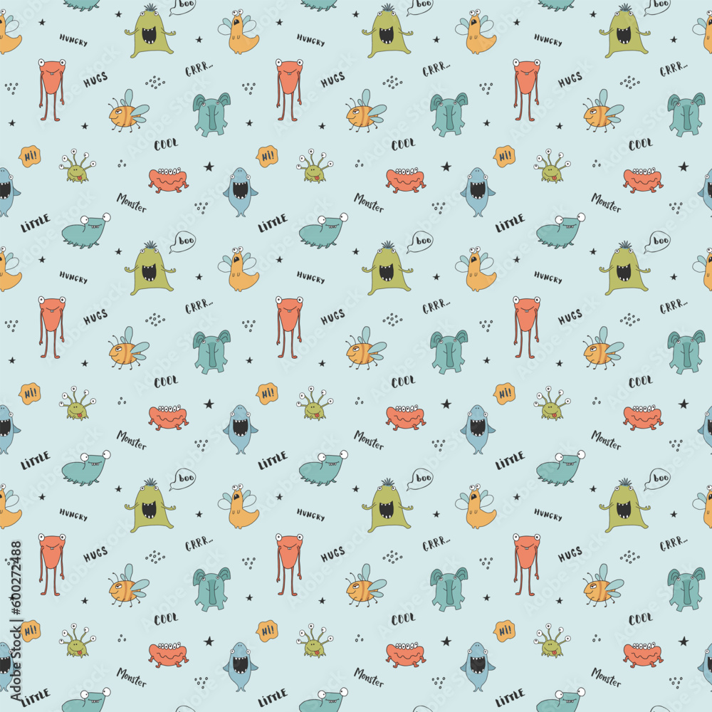 custom made wallpaper toronto digitalCute monsters seamless pattern. Cartoon monsters background. Vector illustration