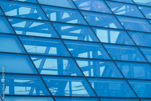 Transparent glass wall of a modern building