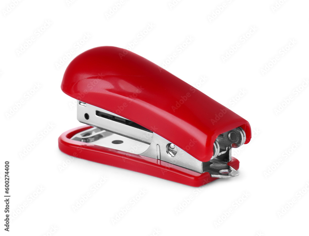 New bright red stapler isolated on white New bright red stapler isolated on white