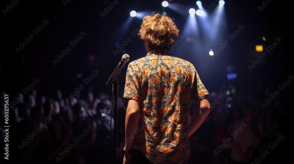 Fototapeta premium person attending a live comedy show or performance. generative ai